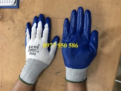 Găng tay sợi phủ sơn xanh 388