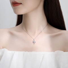 VCM004 Vòng cổ trái tim Moissannite 1carat dây bạc 45cm