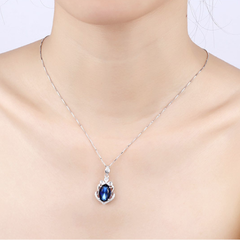 VCS017 Mặt vòng cổ đá topaz xanh lam