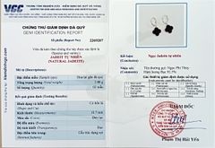 BT268 Bông Tai Cỏ 4 Lá Phỉ Thuý Đen