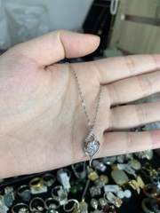 VCM004 Vòng cổ trái tim Moissannite 1carat dây bạc 45cm