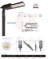 Đèn Đường LED OEM Philips Meanwell 100W, 120W, 150W, 200W Mã GG-STL007 ZALAA