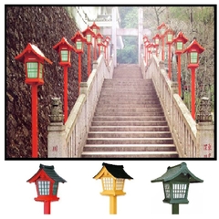 Cột Đèn LED Cao 2.5m Có Đầu Đèn Kiểu Dáng Kiến Trúc Nhà Truyền Thống Nhật Bản sử dụng trang trí đường đi lên đền chùa, nhà thờ