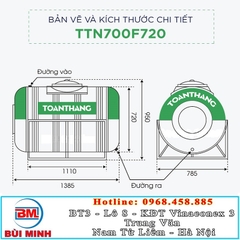 Bồn nước inox ngang Toàn Thắng 700L