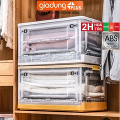Thùng Đựng Đồ Gấp Gọn 82 Lít Cực Lớn Để Quần Áo, Đồ Dùng Gọn Gàng (Có Bánh Xe, Có Nắp, Ngăn Cửa) LAZYDO - Gia Dụng Plus