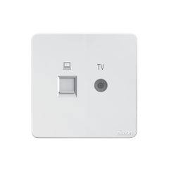 Bộ ổ cắm tivi+mạng CAT6 màu trắng K3 Simon (575302)