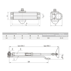 Tay đẩy hơi Hafele 489.30.012, EN2, không giữ cửa