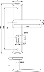 Tay nắm gạt Hafele 903.98.467, cửa chính