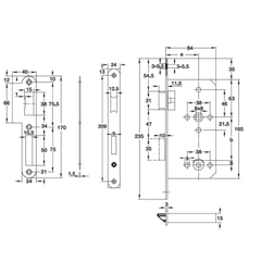 Thân khóa Hafele 911.02.157 (E55/ 72A), cửa WC