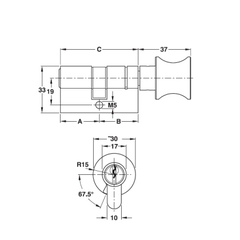 Ruột khóa Hafele 916.96.317, 1 đầu chìa 1 đầu chốt (71 mm)