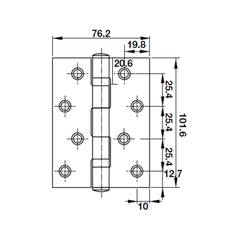 Bản lề lá Hafele 489.05.016- 102x 76x 2.5 mm, inox 201