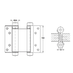 Bản lề bật 2 chiều Hafele 927.97.020 (C102mm)