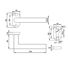 Tay nắm gạt khóa cửa nhôm Hafele 903.80.004