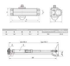 Tay co thủy lực Hafele 489.30.011, EN3, giữ cửa