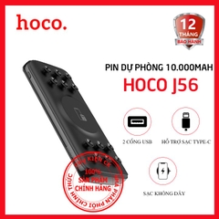 Pin dự phòng 10.000mAh HOCO J56 Black Chính hãng (Polymer A+, 2 cổng USB 3.0, sạc ko dây 10W, LED)