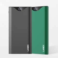 Pin dự phòng 10.000mAh LANEX LPB-N12 Black/Green (Polymer A+, 2 cổng USB 2.1A, màn hình LED)