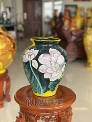 Bình hoa trang trí bình tròn hoa sen 3d-BGD05