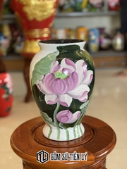 Lọ hoa trang trí hoạ tiết hoa sen hồng-BGD58