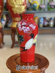 Lọ hoa Bát Tràng vẽ hoạ tiết chim hoa-BGD85