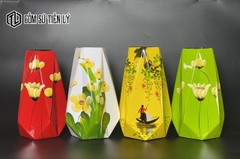 Lọ hoa sơn mài lục giác vẽ hoa tinh tế-TLM18
