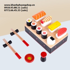 bộ đồ chơi cơm cuộn sushi gỗ cho bé - đồ chơi gỗ bộ cơm cuộn sushi cho bé