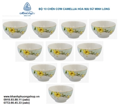 bộ 10 chén cơm Camellia Hoa Mai sứ Minh Long - bộ 10 chén cơm sứ Minh Long
