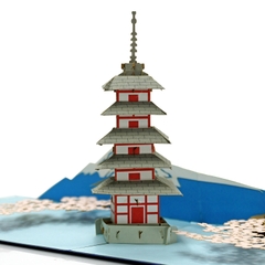 Thiệp 3D núi Fuji và chùa Chureito ở Nhật Bản