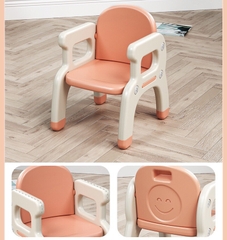 Bộ bàn ghế nhựa cho bé hình khủng long cười CAYABE cho bé ngồi học, vẽ, ăn và chơi màu cam (mẫu mới 2022)