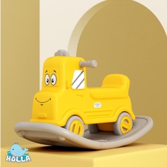 Bập bênh cho bé CAYABE Holla hình xe ô tô màu vàng kết hợp xe chòi chân cho bé