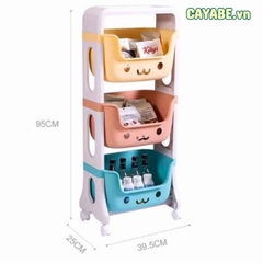 KỆ NHỰA 3 TẦNG HÌNH GẤU CAYABE 3 MÀU PASTEL ĐỰNG ĐỒ CHƠI, BỈM SỮA, SÁCH VỞ ĐA NĂNG