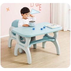 Bộ bàn ghế nhựa cho bé hình khủng long cười CAYABE cho bé ngồi học, vẽ, ăn và chơi màu cam (mẫu mới 2022)