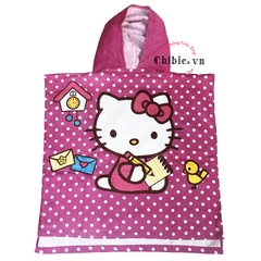 Khăn tắm choàng cho bé CAYABE mèo Hello Kitty có mũ trùm đầu màu hồng