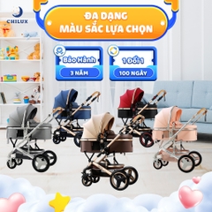 Xe đẩy nôi cho bé gấp gọn CHILUX 2 chiều 3 tư thế V1.6 màu xanh dương navy