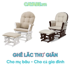 Ghế lắc thư giãn CAYABE cực êm có gác chân cho mẹ bầu và người lớn màu nâu be