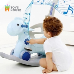 Ngựa bập bênh đa năng kiêm xe chòi chân và xe đẩy CAYABE Toys House màu xanh dương