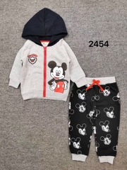 Bộ đồ thun bé trai chuột Mickey gồm áo khoác trùm đầu và quần jogger
