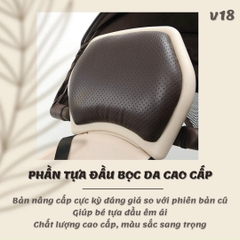 Xe đẩy em bé 2 chiều Baobaohao V18 gấp gọn, có mái che màu nâu socola