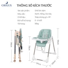 Ghế ăn dặm đa năng Chilux Grow S màu kem nâu cho bé - điều chỉnh độ cao và ngả lưng 5 cấp độ