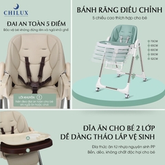 Ghế ăn dặm đa năng Chilux Grow S màu kem nâu cho bé - điều chỉnh độ cao và ngả lưng 5 cấp độ