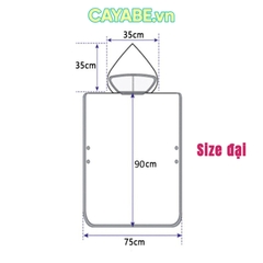 [SIZE LỚN]: Khăn tắm choàng cho bé CAYABE đi bơi, đi biển có mũ trùm đầu cừu con màu hồng nhạt (tặng túi rút tiện lợi) - 75x125 cm