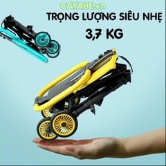 Xe đẩy em bé du lịch gấp gọn đảo chiều Kinlee (bản nâng cấp có mái che và đệm ngồi êm ái) màu đen - xanh lá - đỏ