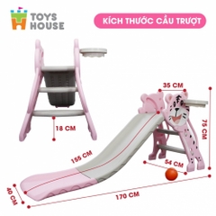 Cầu trượt kèm khung bóng rổ hình Hổ cho bé màu hồng Toys House WM19024-P