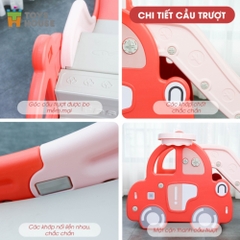 Cầu trượt kèm khung bóng rổ hình ô tô Toys House WM21B061-P màu hồng