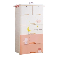 Tủ kệ nhựa 5 tầng CAYABE Holla hình thỏ hồng đựng quần áo, đồ chơi cho bé và gia đình (Mã 9135)