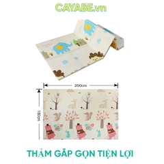 Thảm gấp gọn XPE CAYABE 2 mặt an toàn cho bé - Thế giới động vật (180x200x1 cm)