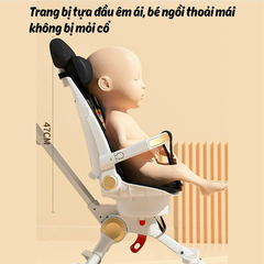 Xe đẩy đảo chiều Vovo VO-0208 (màu trắng vàng)