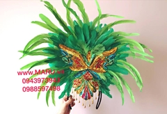 mũ đội đầu lông vũ, trang phục nữ, trang phục lễ hội nữ, maru, carnival lông vũ nữ