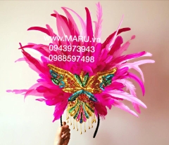 mũ đội đầu lông vũ, trang phục nữ, trang phục lễ hội nữ, maru, carnival lông vũ nữ