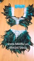 maru, set đồ lông vũ dài, trang phục nữ ,trang phục lễ hội nữ, carnival lông vũ nữ