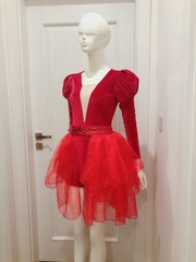 Váy nhảy hiện đại sexy nhung màu đỏ